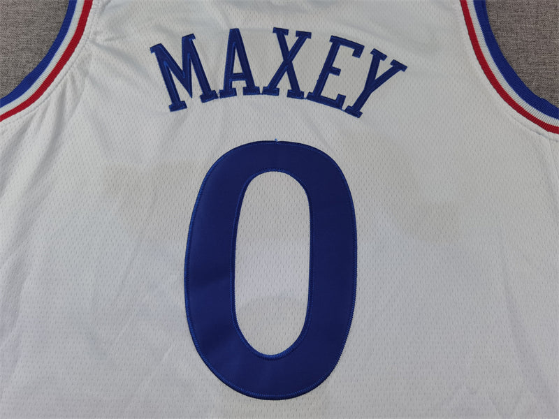 Men's Philadelphia 76ers Tyrese Maxey #0 White 2024/25 Swingman Player Jerseys - City Edition