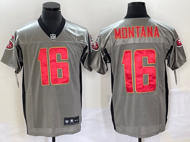 Men's San Francisco 49ers Joe Montana #16 Grey Game Jerseys