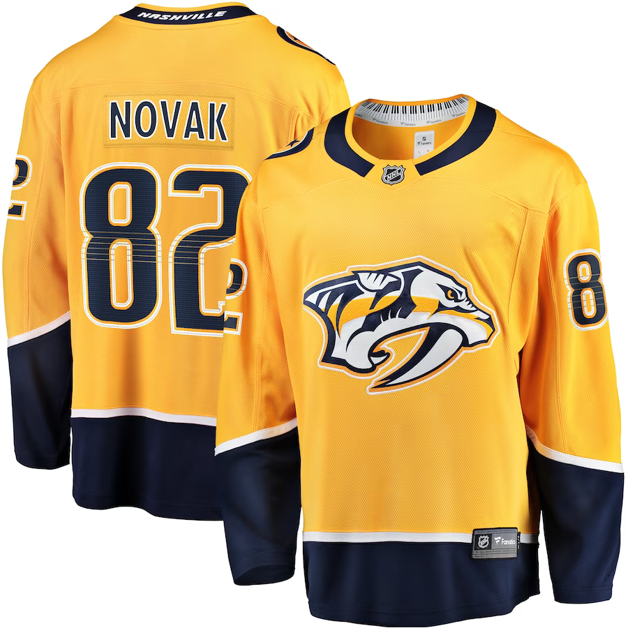 Men's Nashville Predators Tommy Novak #82 Gold Home Breakaway Jerseys