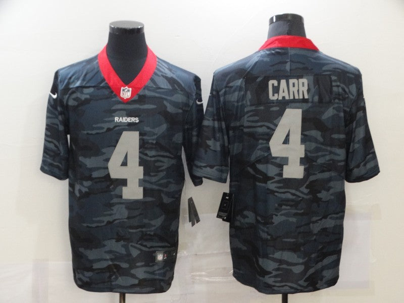 Men's Las Vegas Raiders Derek Carr #4 Gray Camouflage Game Jerseys