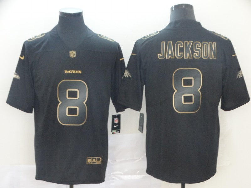Men's Baltimore Ravens #8 Lamar Jackson Black Team Game Jerseys