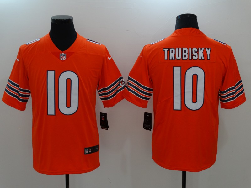 Men's Chicago Bears Mitch Trubisky #10 Orange Game Jerseys