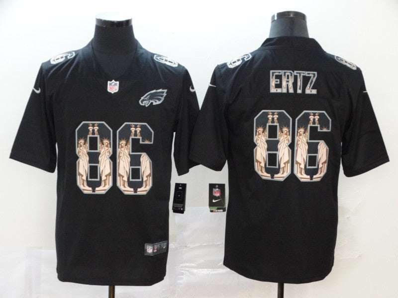 Men's Philadelphia Eagles Zach Ertz #86 Black Player Game Jerseys