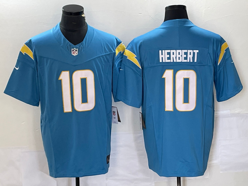 Men's Los Angeles Chargers Justin Herbert #10 Powder Blue Player Game Jerseys