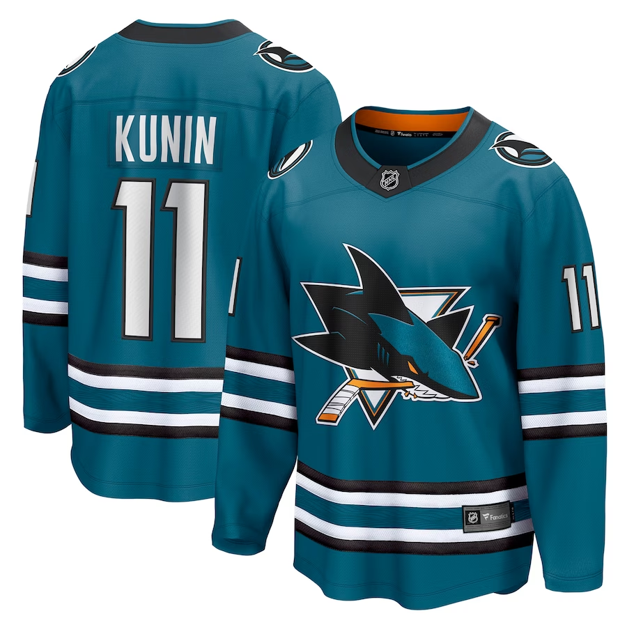 Men's San Jose Sharks Luke Kunin #11 Teal Home Breakaway Player Jerseys