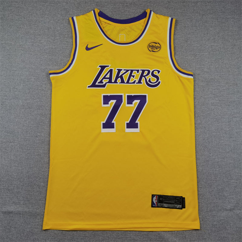 Men's Los Angeles Lakers Luka Doncic #77 Gold Swingman Jerseys - Icon Edition