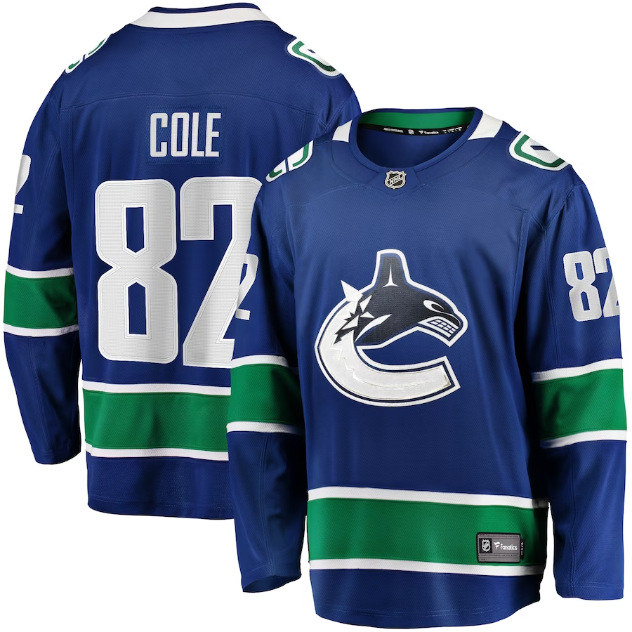 Men's Vancouver Canucks Ian Cole #82 Blue Home Breakaway Jerseys