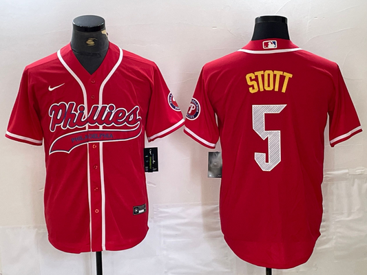 Men's Philadelphia Phillies Bryson Stott #5 Red Player Jerseys Joint Edition