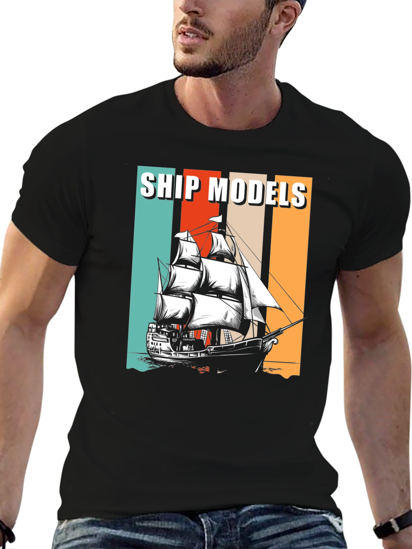 Ship Models Graphic Tee - Retro Nautical Design