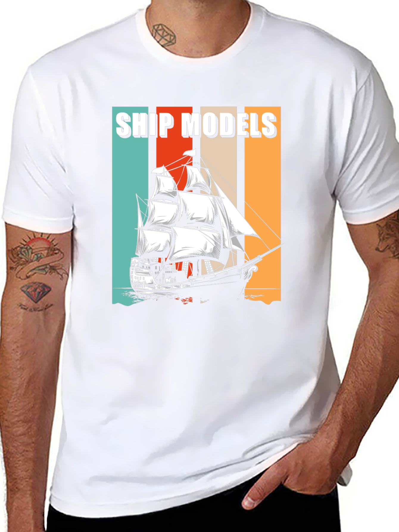 Ship Models Graphic Tee - Retro Nautical Design