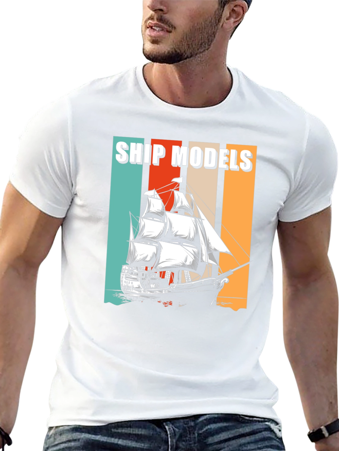 Ship Models Graphic Tee - Retro Nautical Design