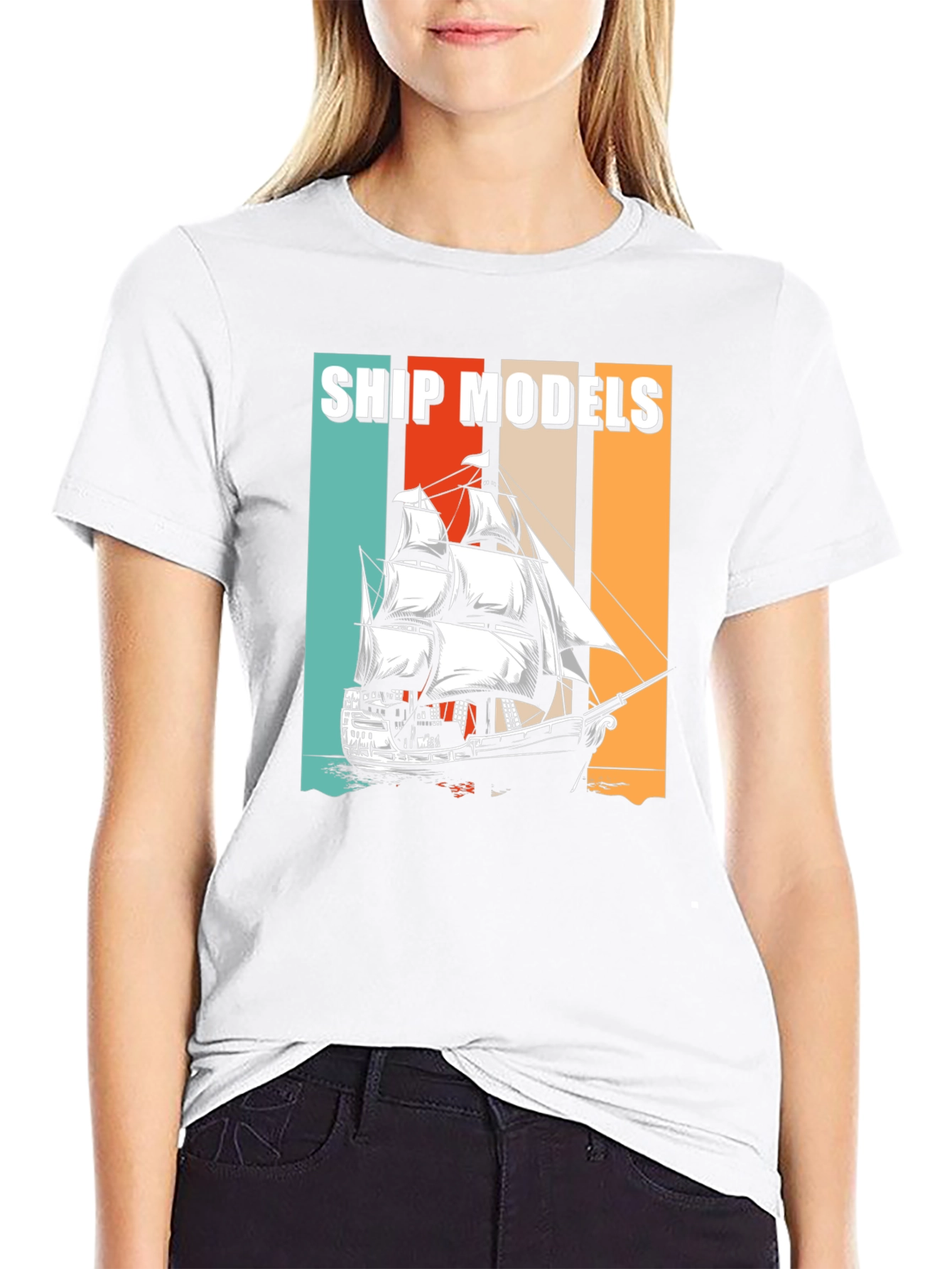Ship Models Graphic Tee - Retro Nautical Design