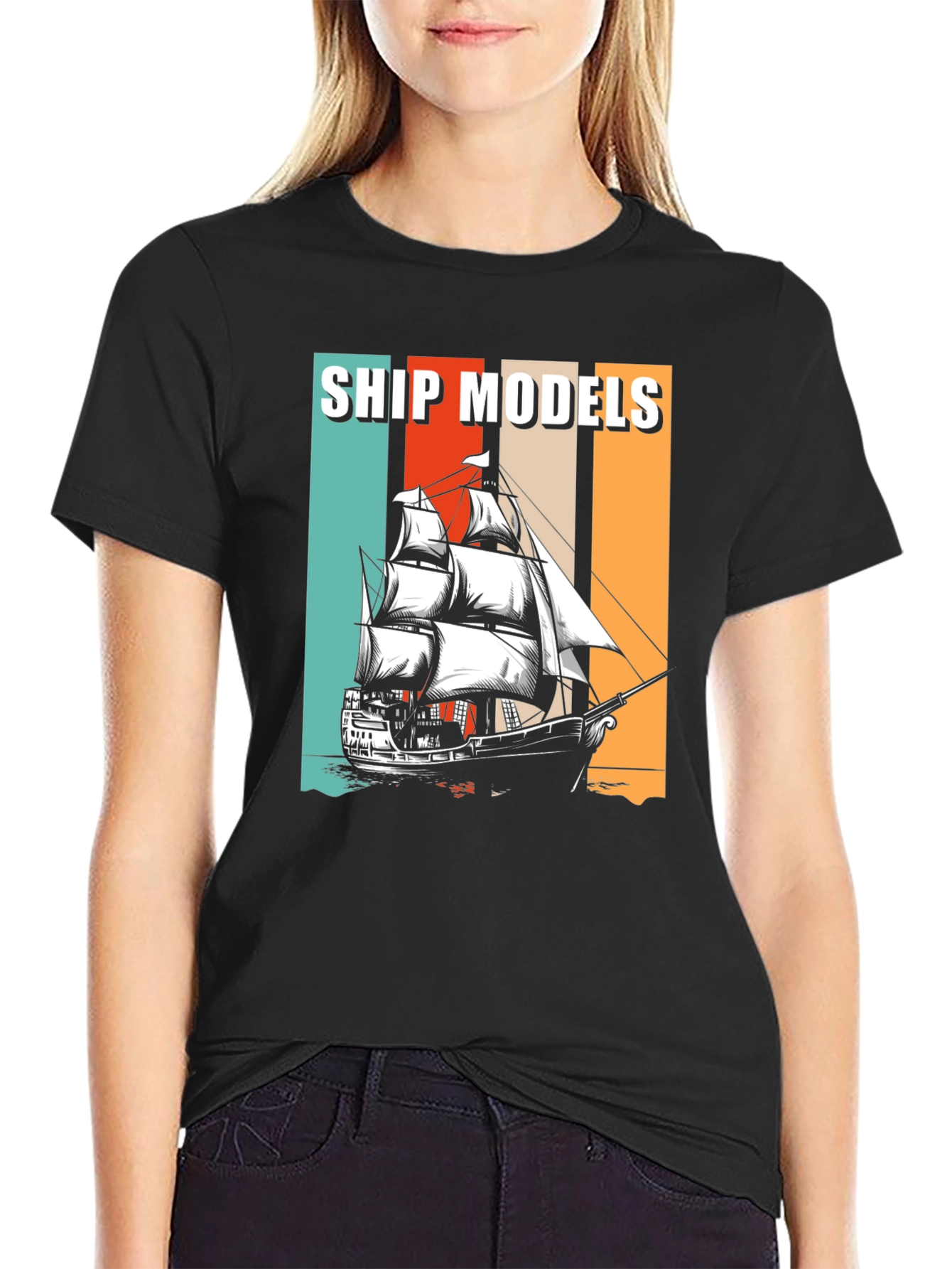 Ship Models Graphic Tee - Retro Nautical Design