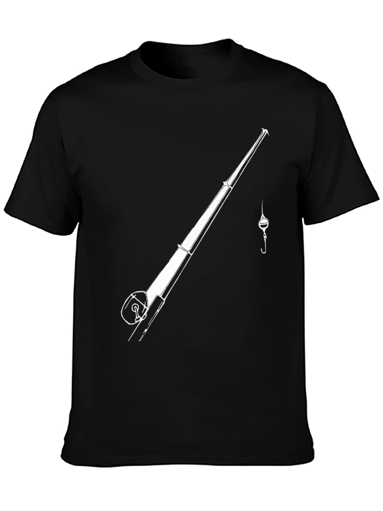 Fishing Rod Graphic Tee - Black Casual T-Shirt