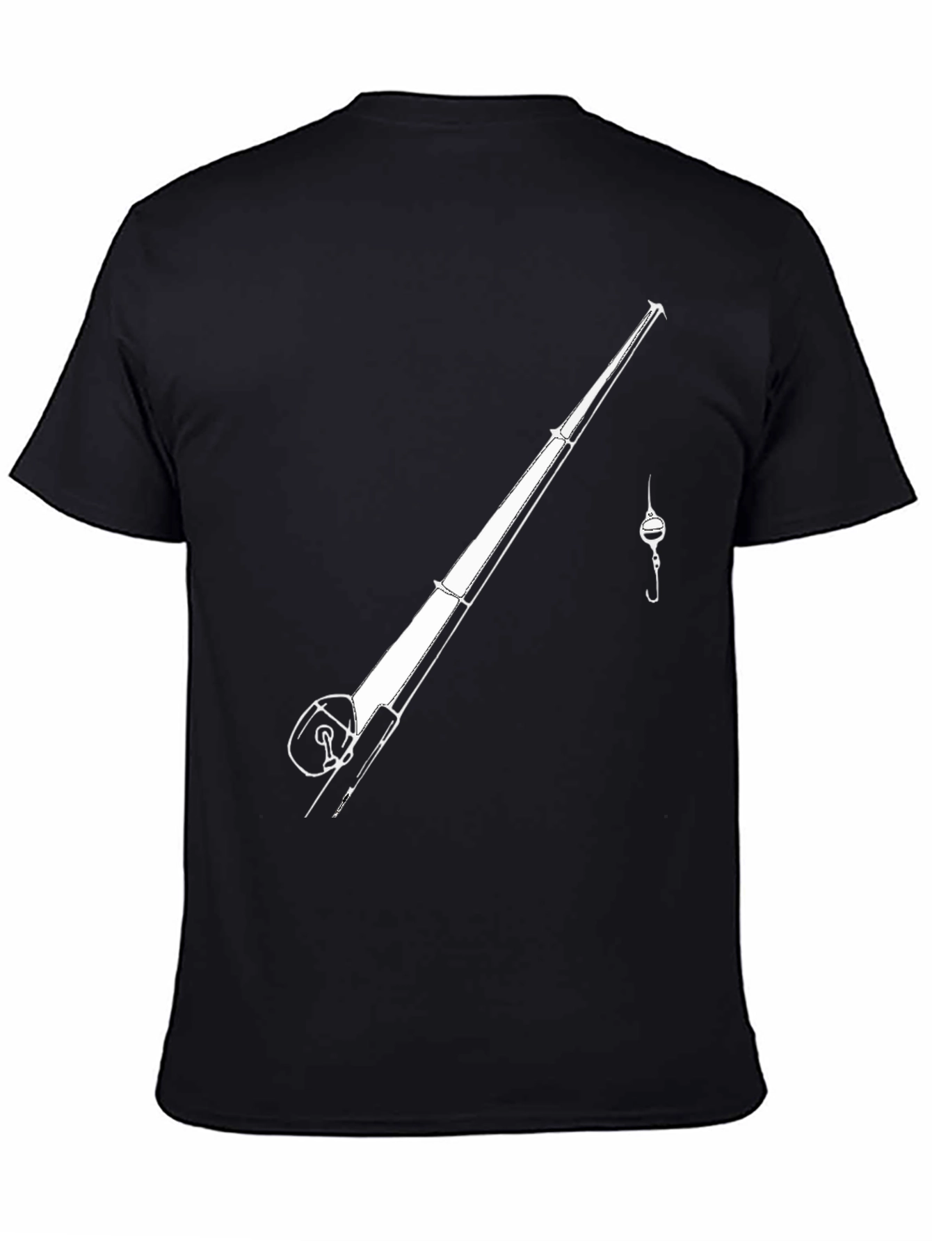 Fishing Rod Graphic Tee - Black Casual T-Shirt