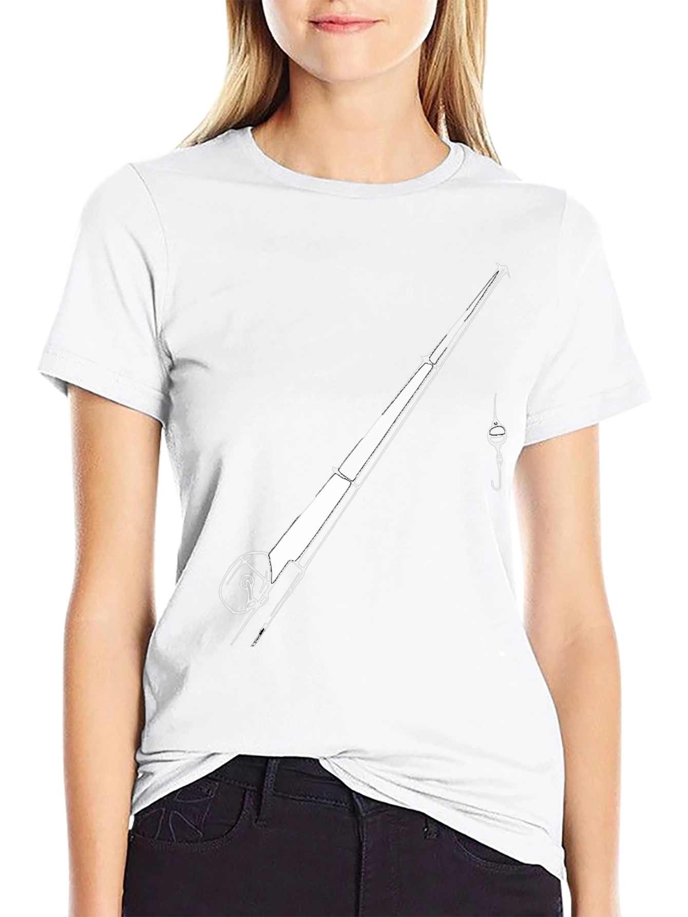 Fishing Rod Graphic Tee - Black Casual T-Shirt
