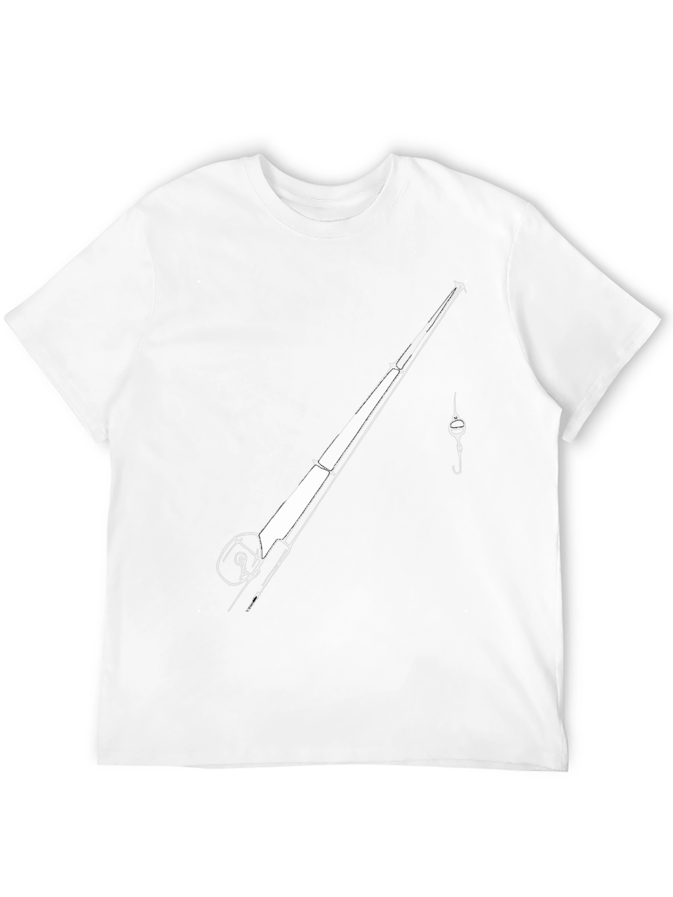 Fishing Rod Graphic Tee - Black Casual T-Shirt