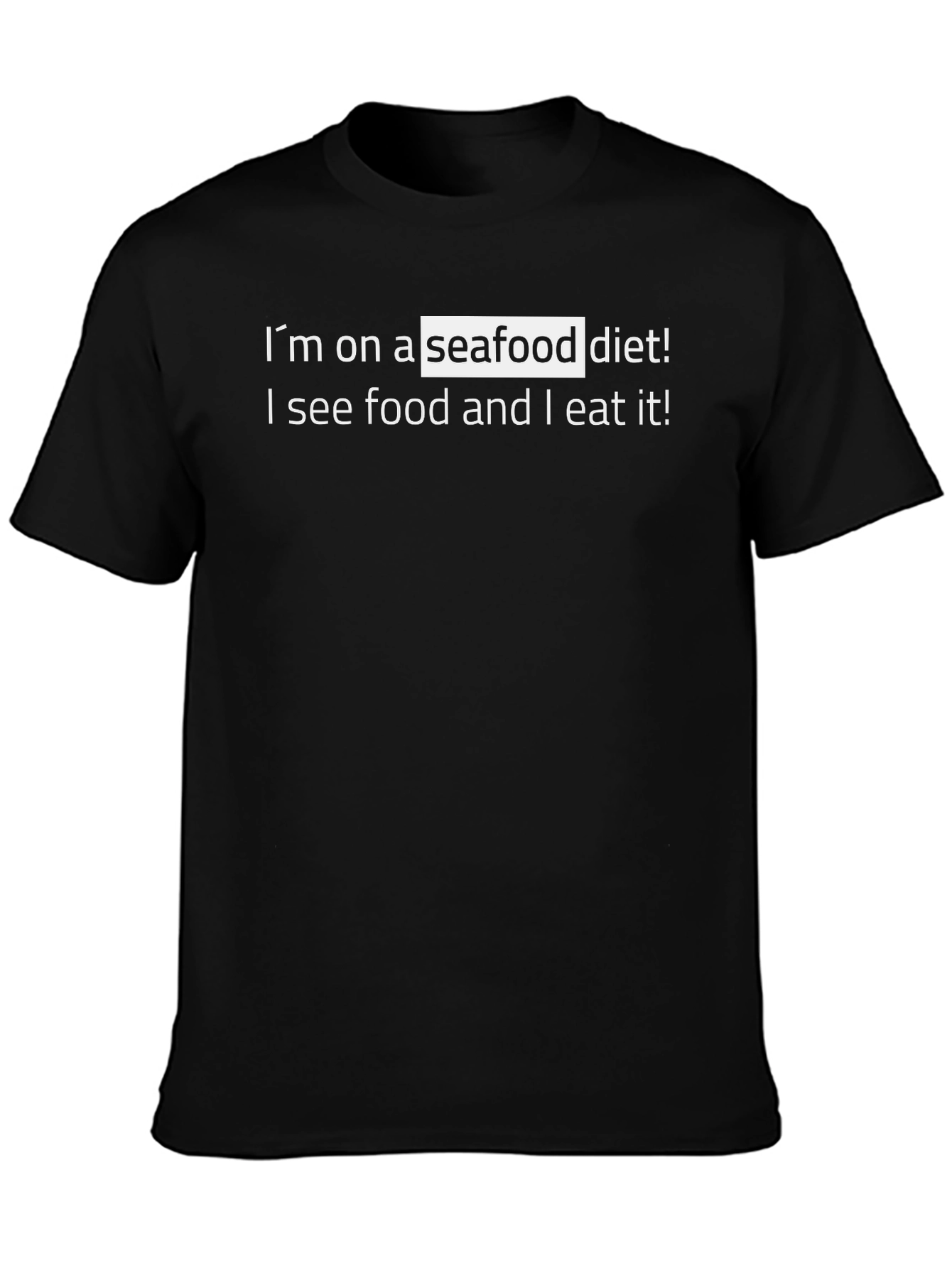 Humorous Seafood Diet Graphic Tee - Black