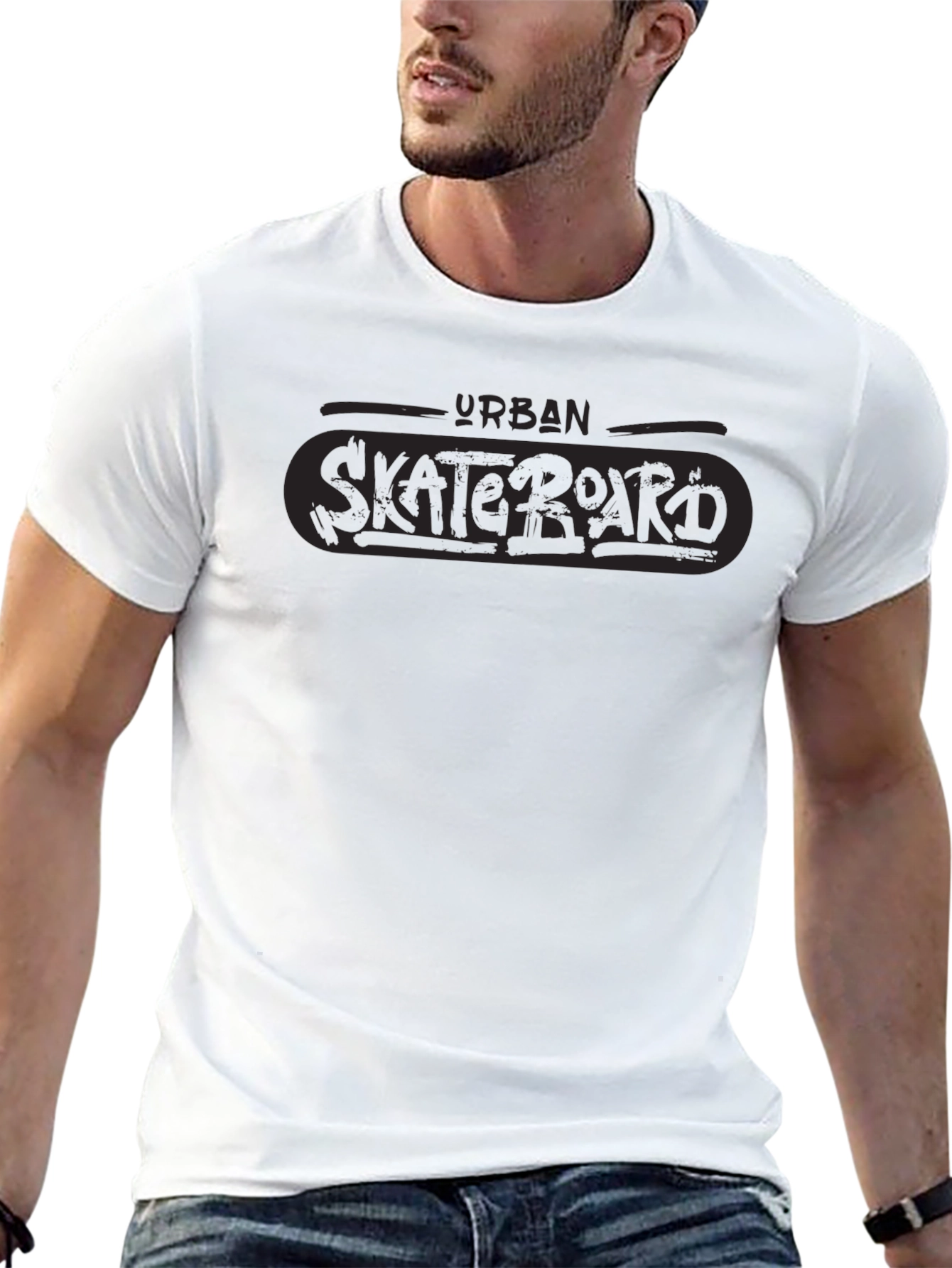 Urban Skateboard Graphic Tee - Black