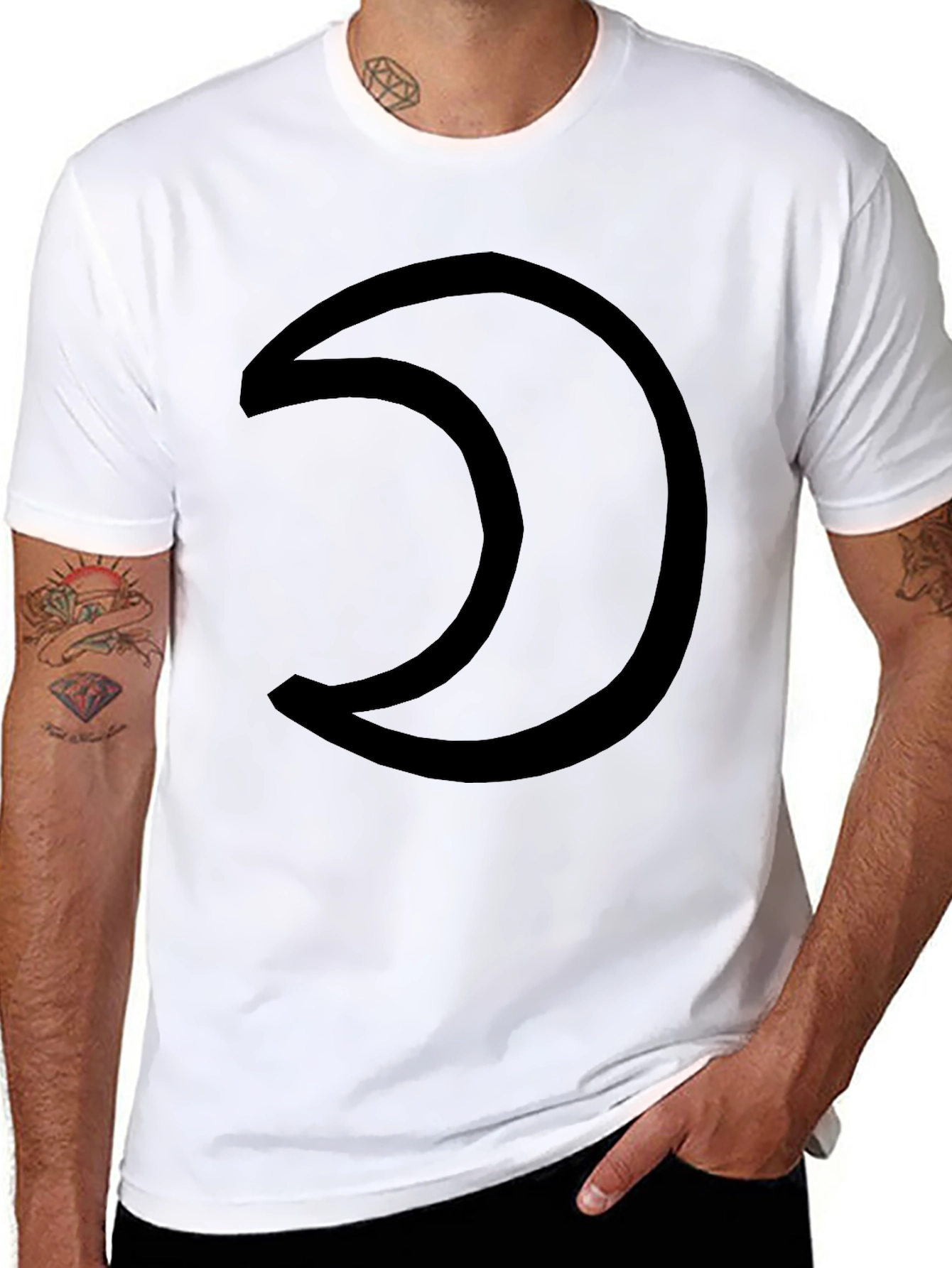 Mens Black Crescent Moon Graphic T-Shirt