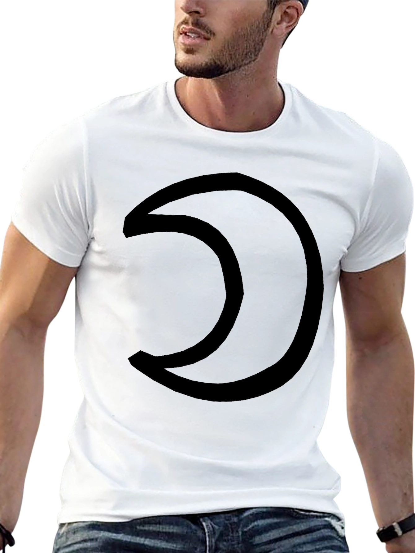 Mens Black Crescent Moon Graphic T-Shirt