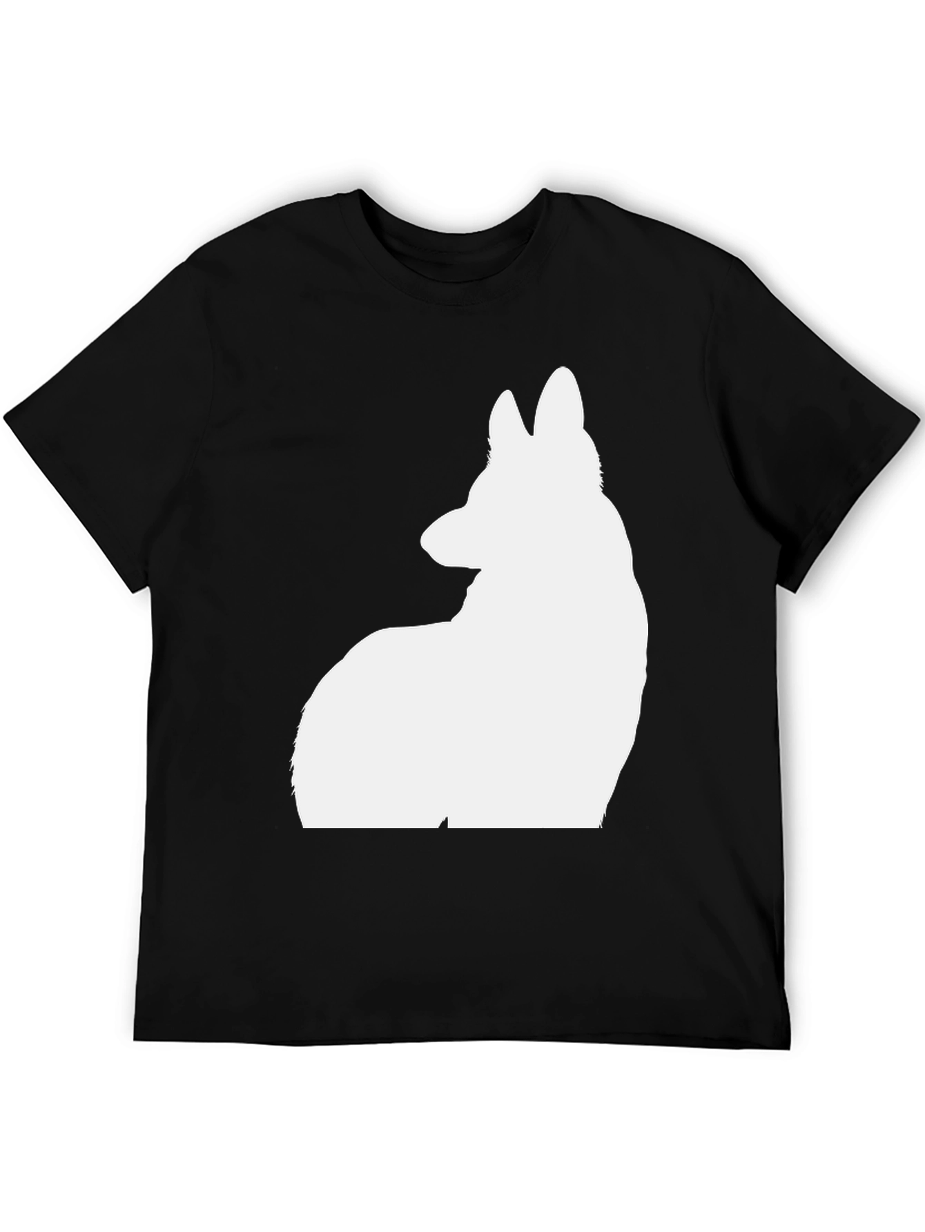 Dog Silhouette Graphic Tee - Casual Black T-Shirt
