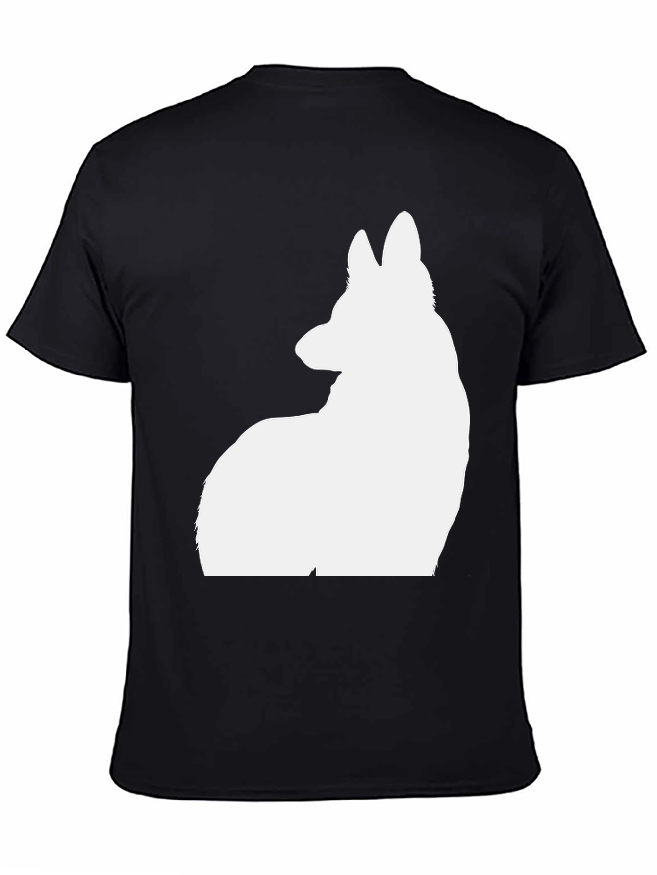 Dog Silhouette Graphic Tee - Casual Black T-Shirt