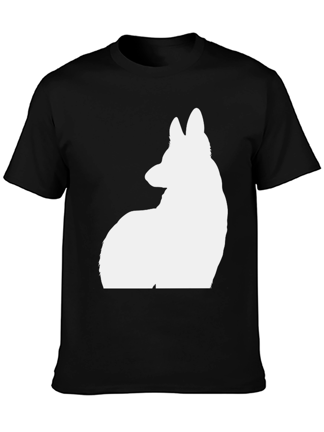 Dog Silhouette Graphic Tee - Casual Black T-Shirt