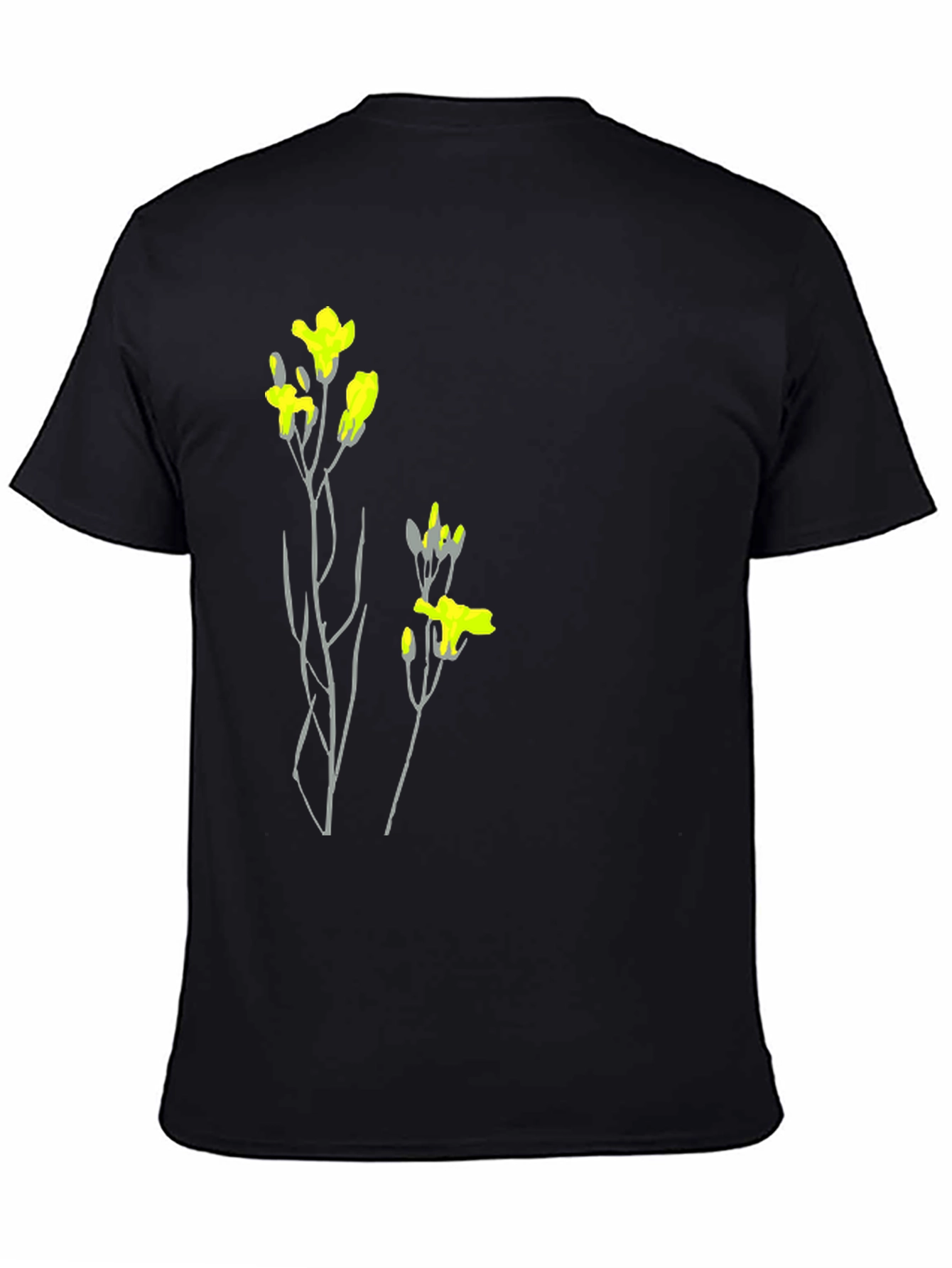 Black Tee with Floral Graphic