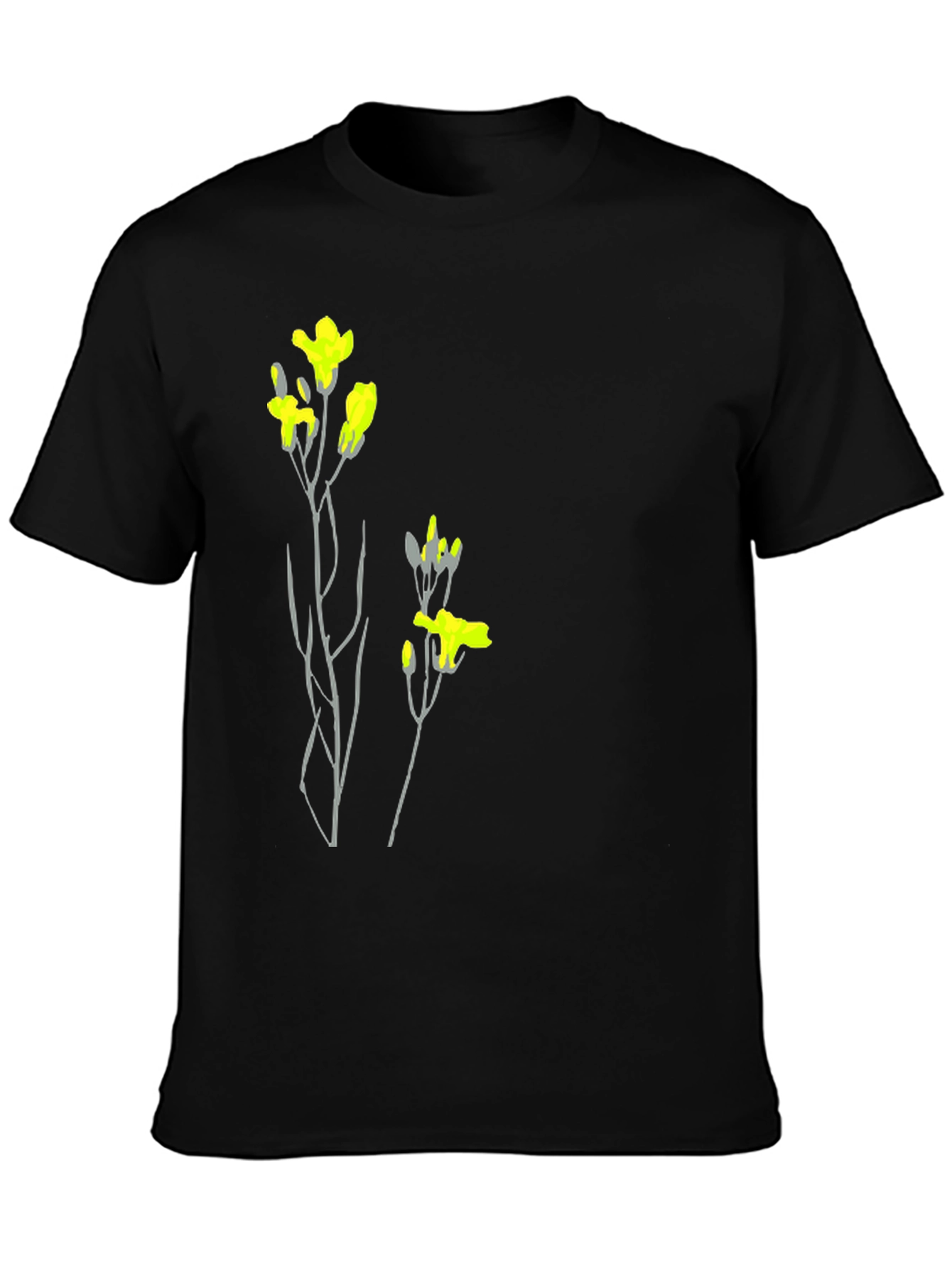 Black Tee with Floral Graphic