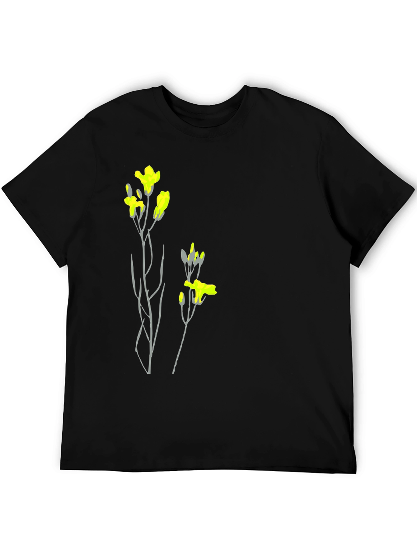 Black Tee with Floral Graphic