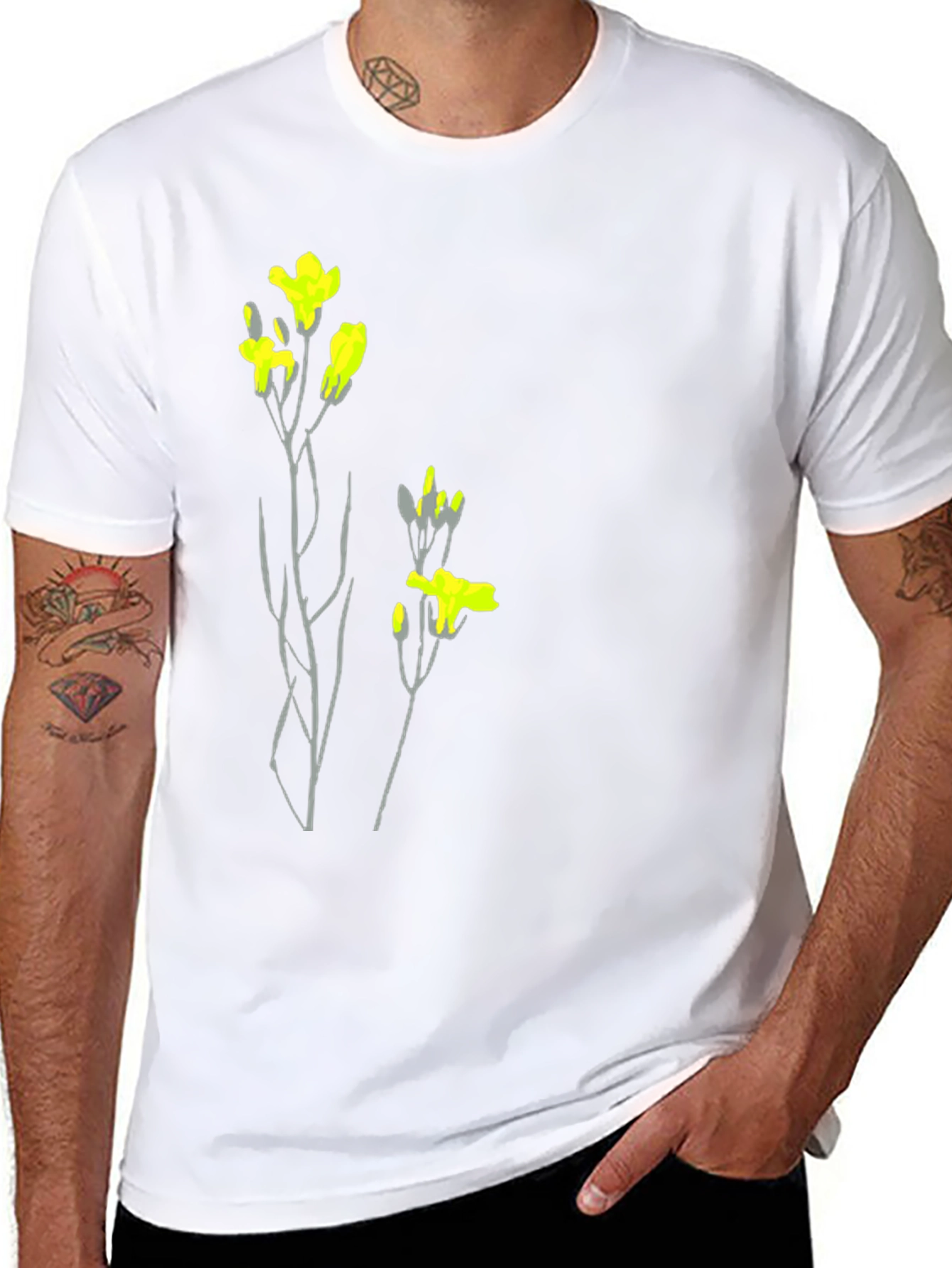 Black Tee with Floral Graphic