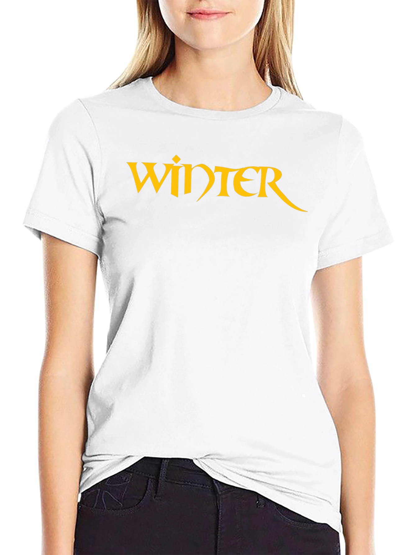 Winter Graphic T-Shirt - Black Cotton Blend Tee
