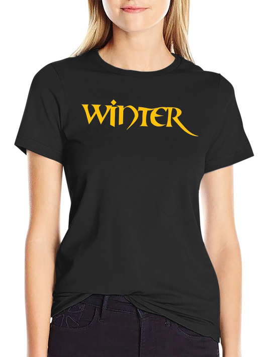 Winter Graphic T-Shirt - Black Cotton Blend Tee