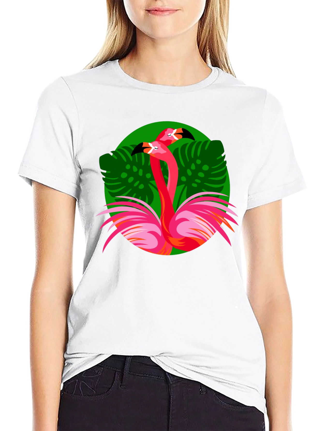 Flamingo Graphic Print Black T-Shirt