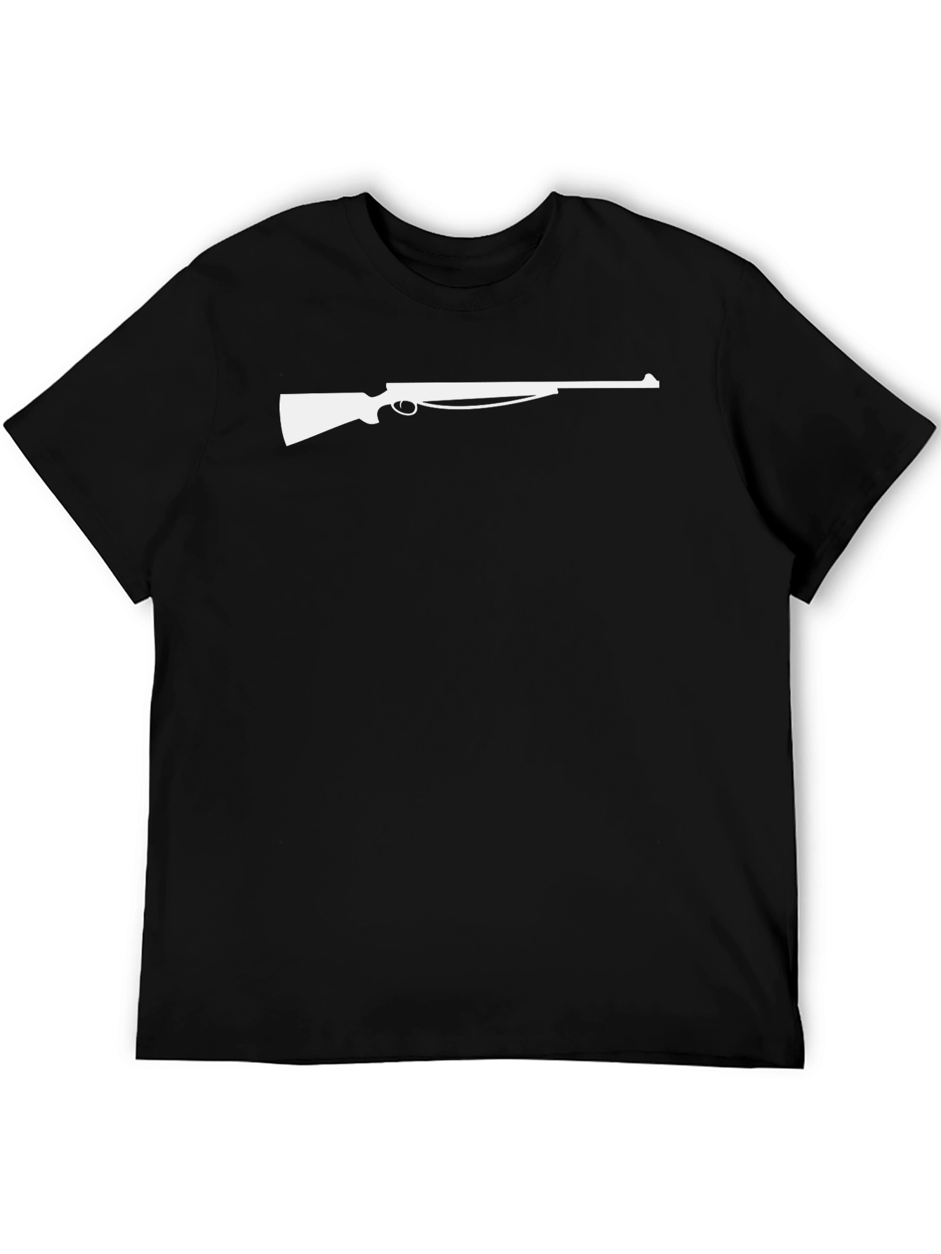 Gun Silhouette Graphic Tee - Black Cotton T-Shirt