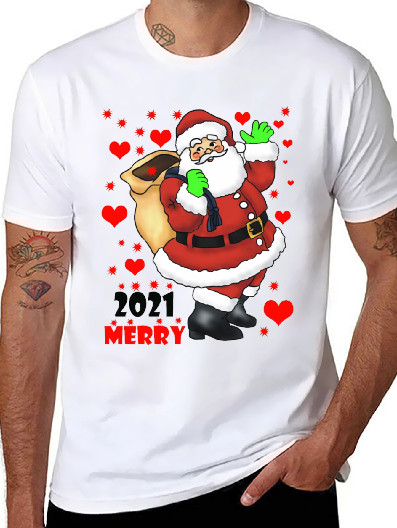 Merry Christmas 2021 Santa Graphic Tee