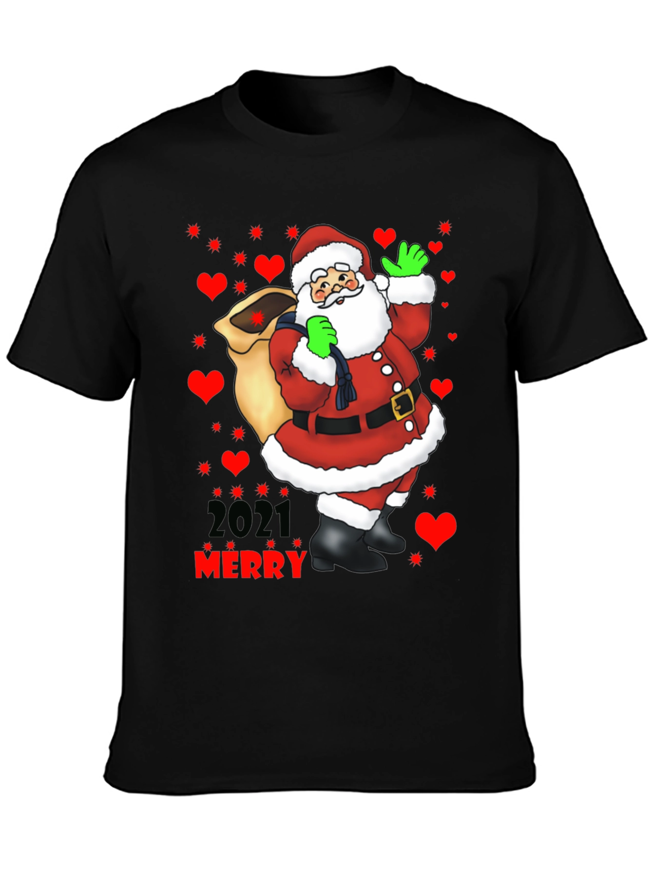 Merry Christmas 2021 Santa Graphic Tee