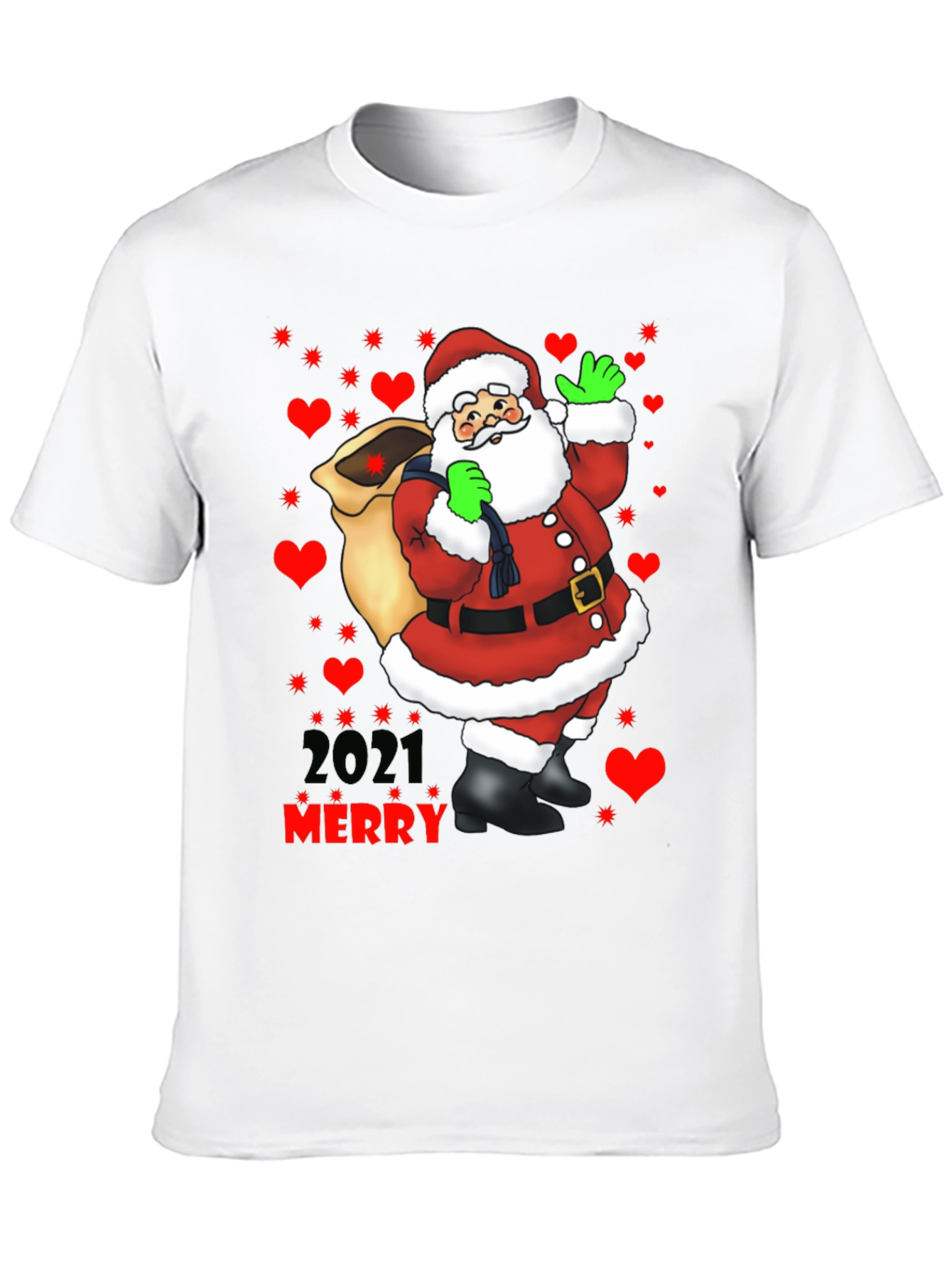 Merry Christmas 2021 Santa Graphic Tee