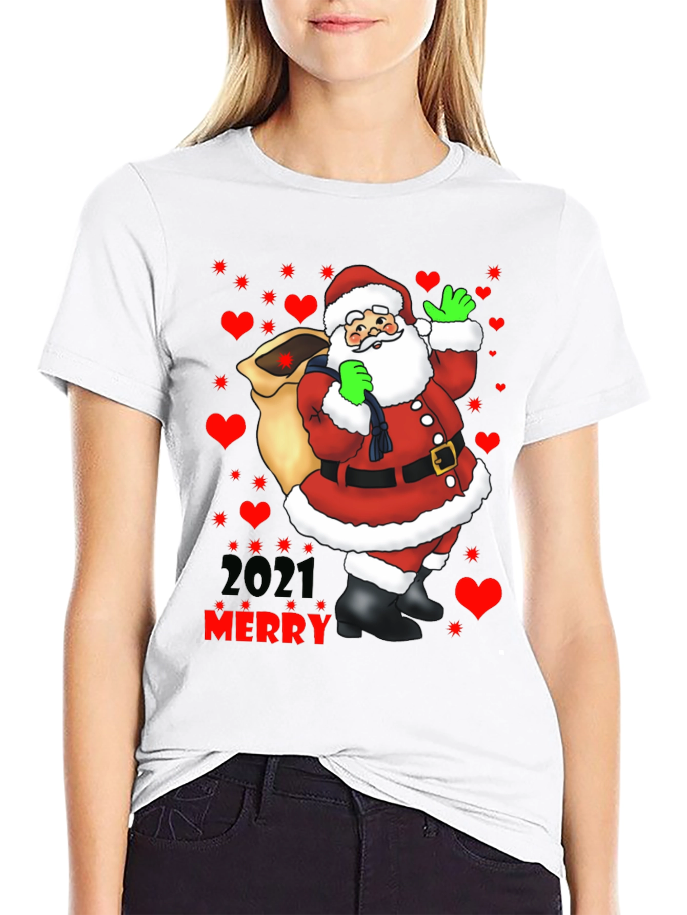 Merry Christmas 2021 Santa Graphic Tee