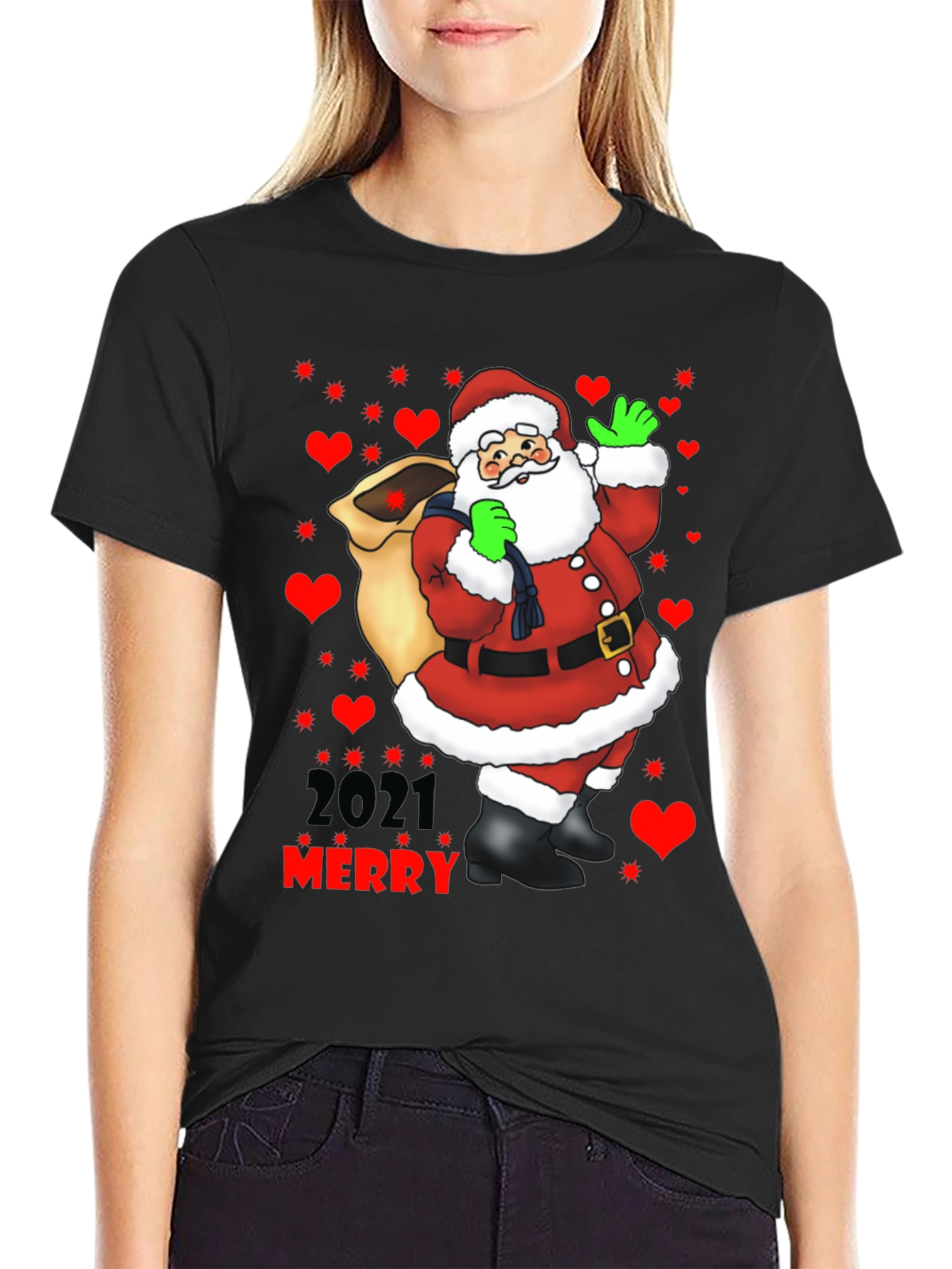Merry Christmas 2021 Santa Graphic Tee