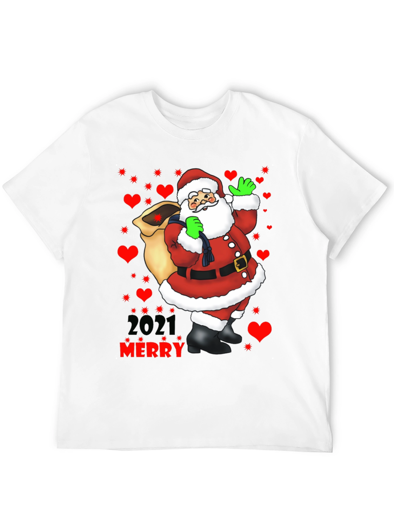 Merry Christmas 2021 Santa Graphic Tee