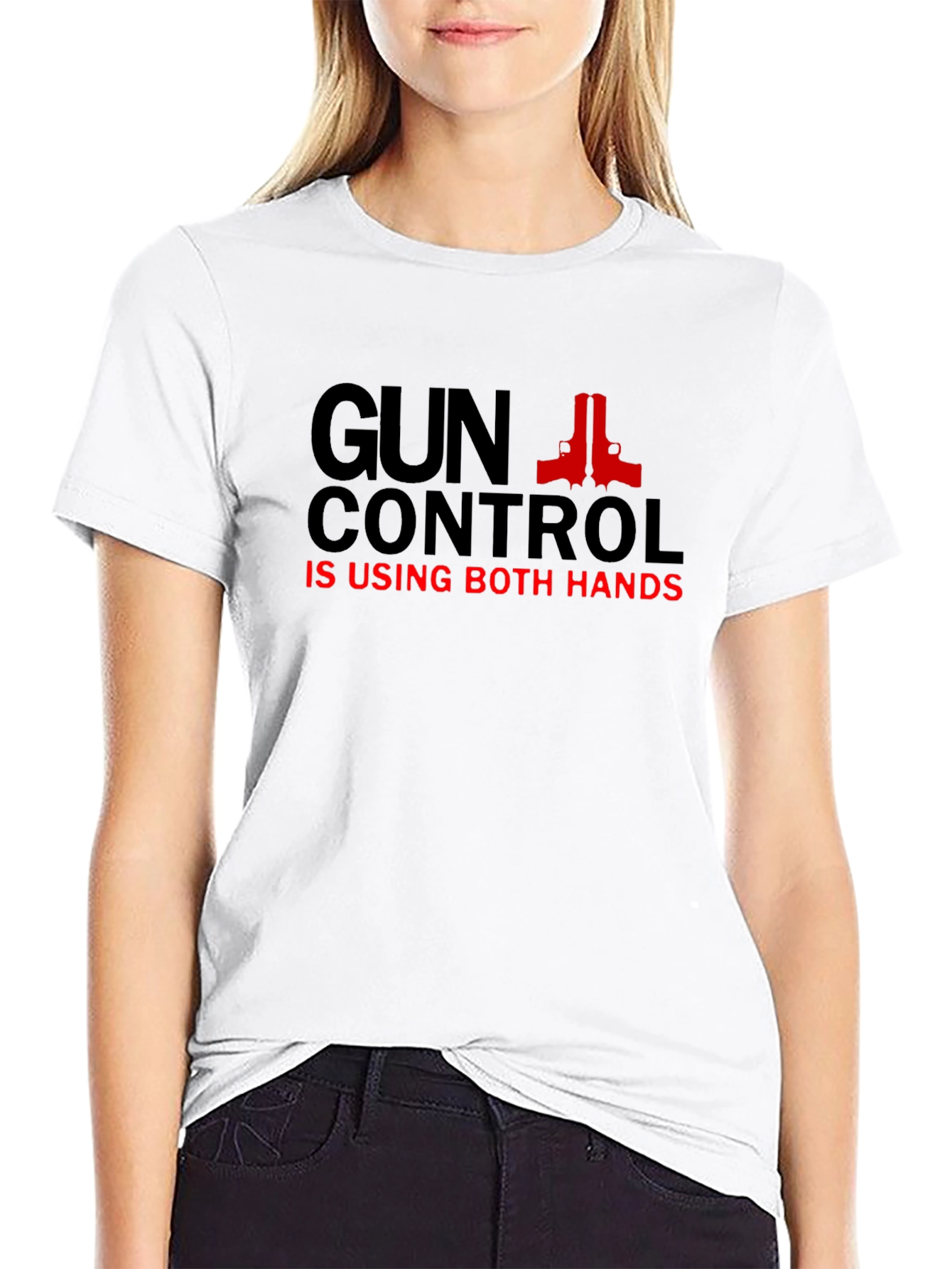 Gun Control T-Shirt - Using Both Hands - Black