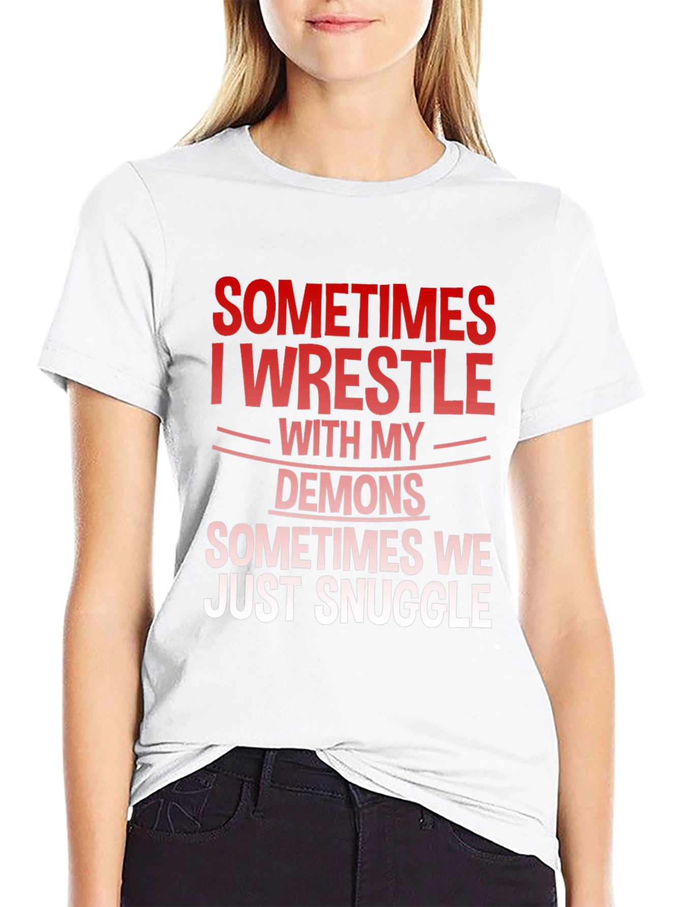 Wrestle Demons Graphic Tee - Snuggle Humor T-Shirt