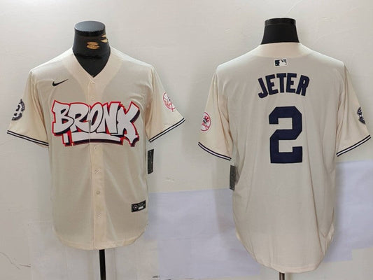 Men's New York Yankees Derek Jeter #2 Cream Limited Player Jerseys