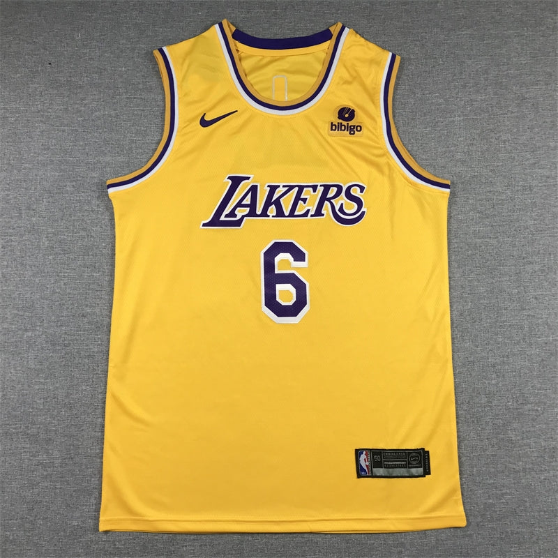 Men's Los Angeles Lakers LeBron James #6 Gold 2022/23 Swingman Jerseys - Icon Edition