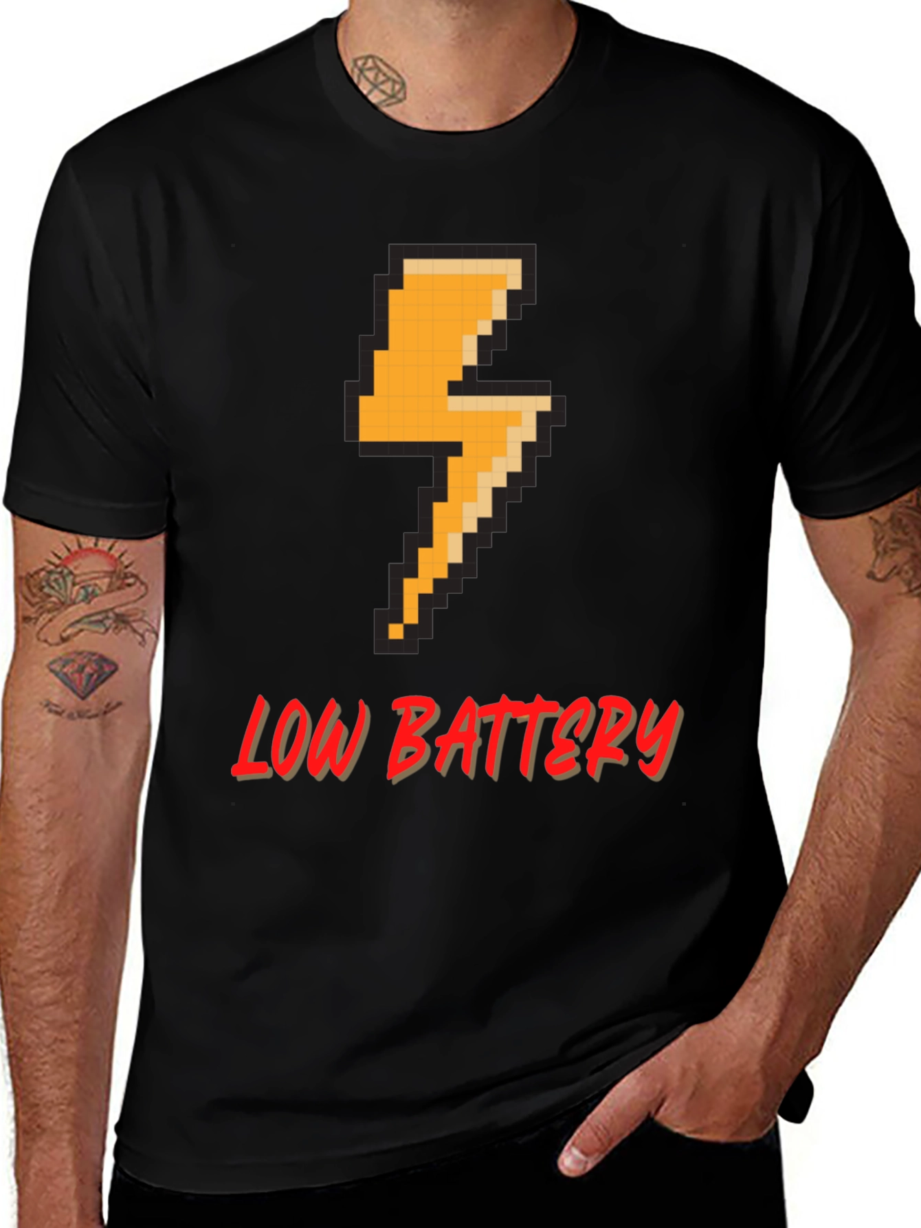 Pixel Low Battery T-Shirt - Gamer Style Tee