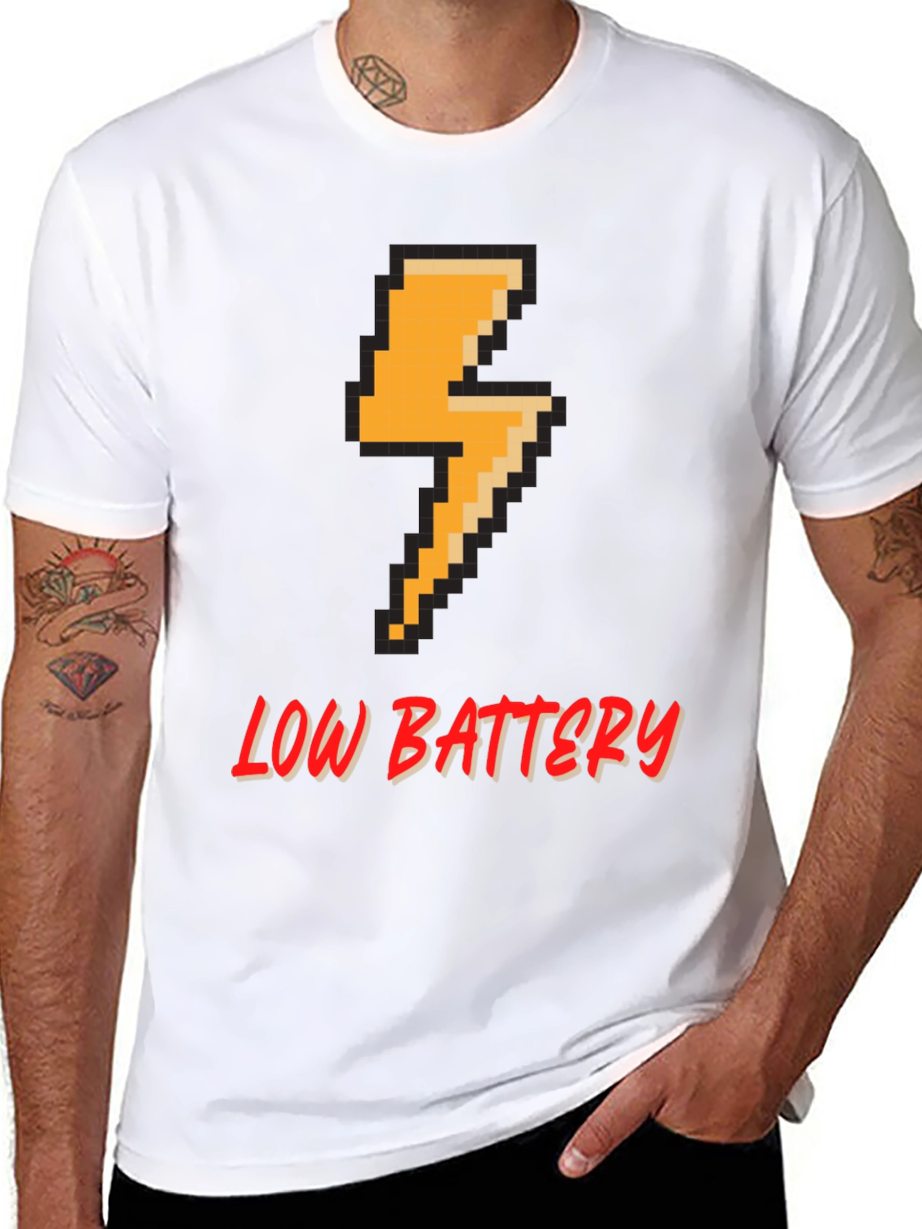 Pixel Low Battery T-Shirt - Gamer Style Tee