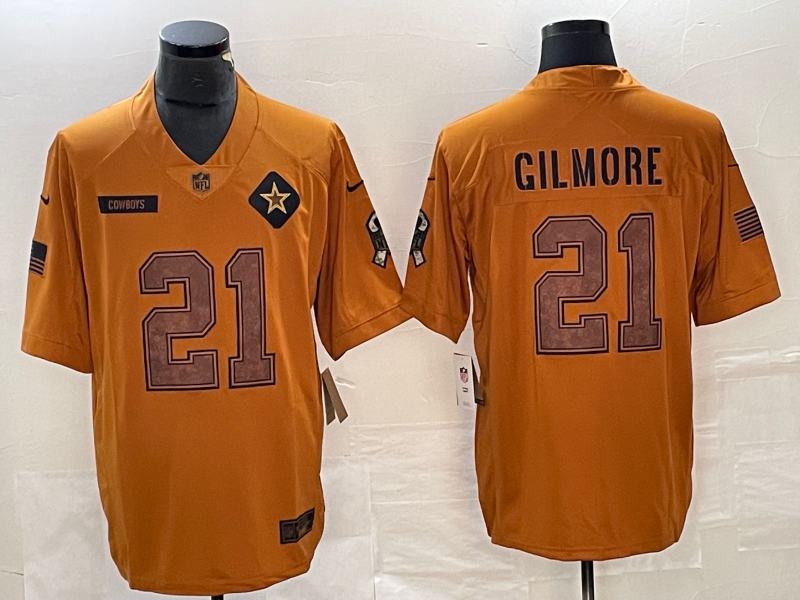 Men's Dallas Cowboys Stephon Gilmore #21 Brown 2023 Salute To Service Retired Player Limited Jerseys