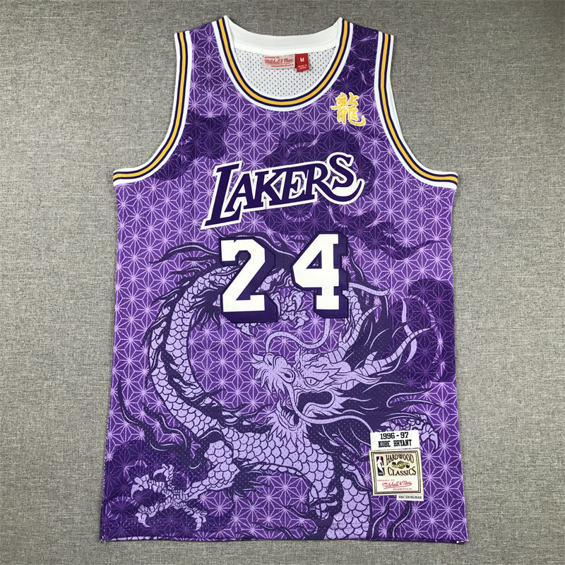 Men's Los Angeles Lakers Kobe Bryant #24 Purple Year of Dragon Edition Swingman Jerseys